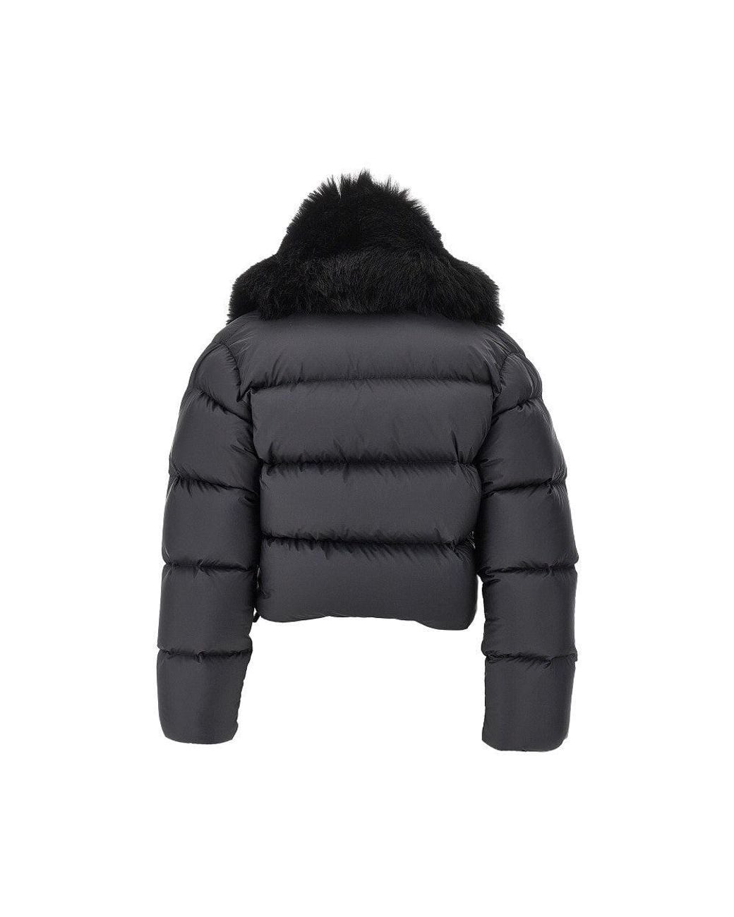 Gucci Black Cropped Down Jacket With Shearling Collar