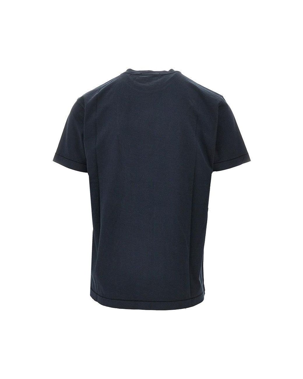 Stone Island Blue Compass Rose Logo Patch T-Shirt for men