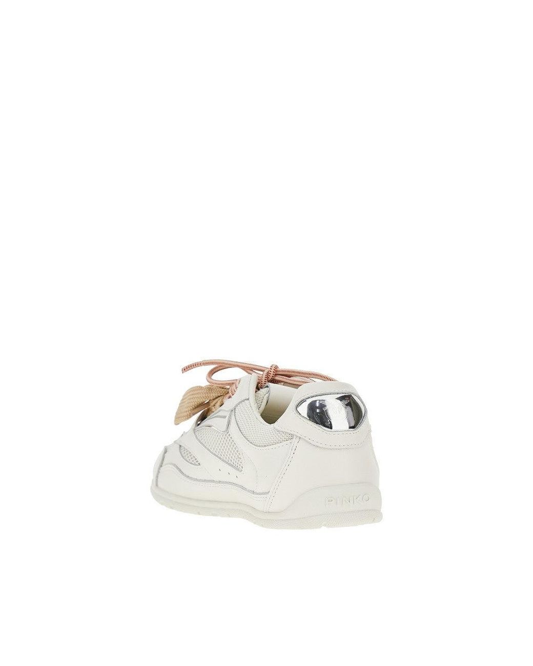 Pinko White Leather And Mesh Sneakers