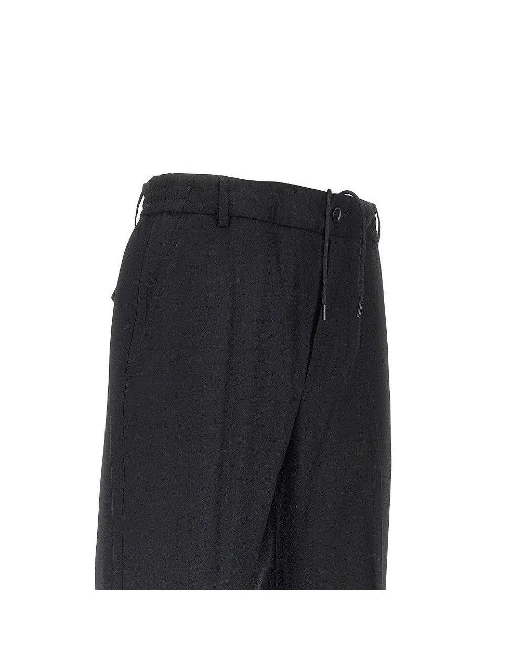 Moncler Black Wool Tailored Pants With Elasticated Waist for men