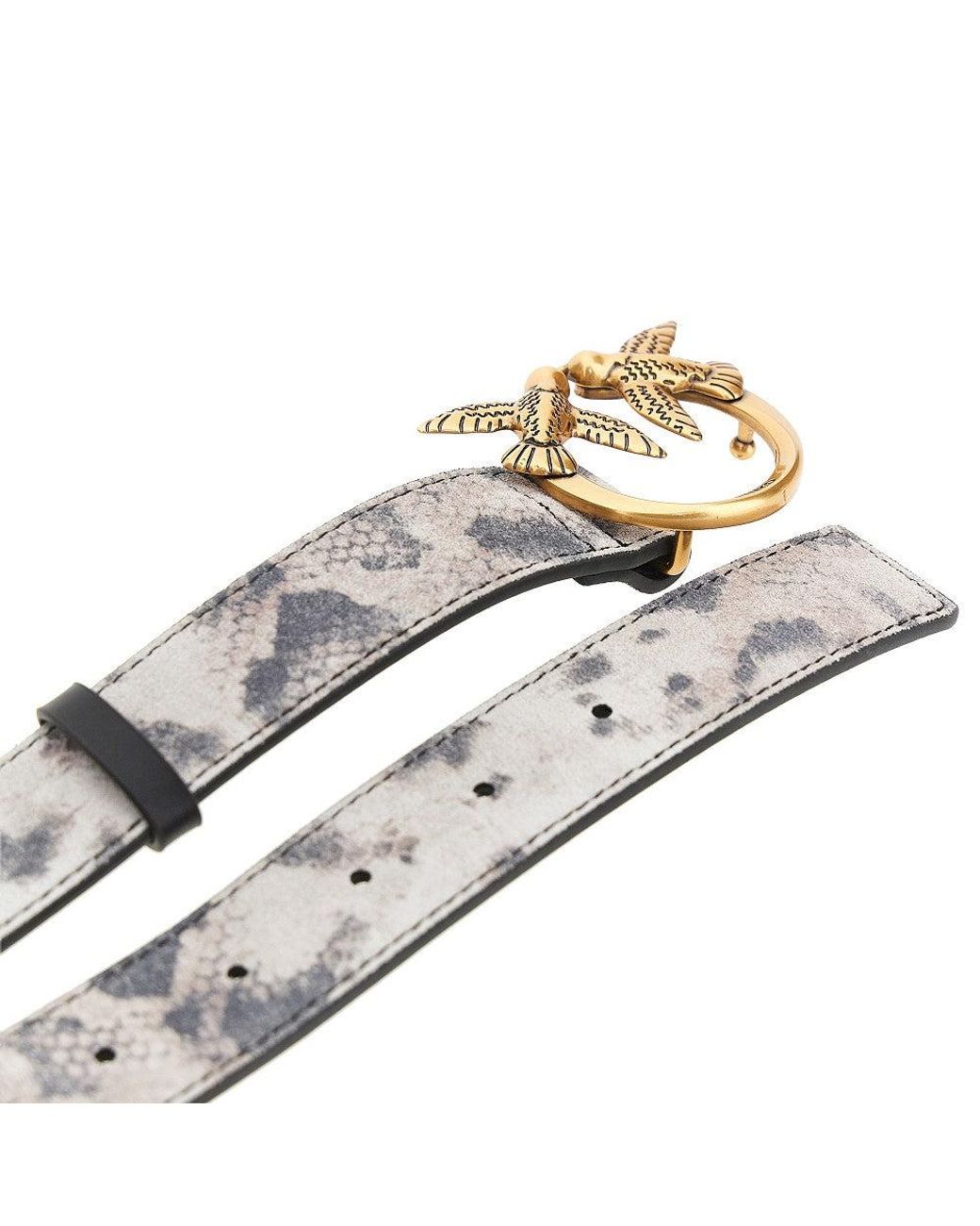 Pinko Metallic Love Birds Leather Belt
