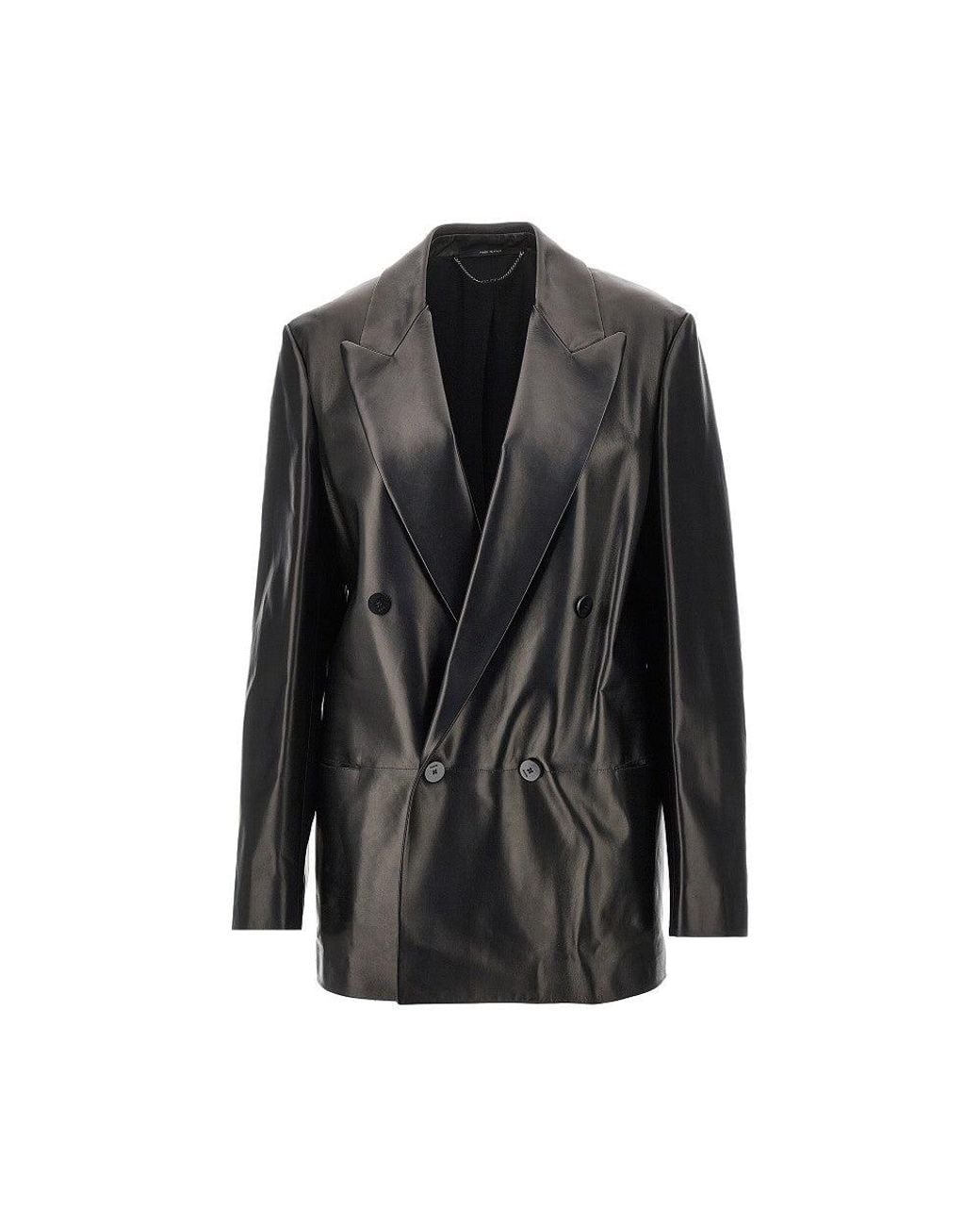 Gucci Black Nappa Leather Double-Breasted Jacket