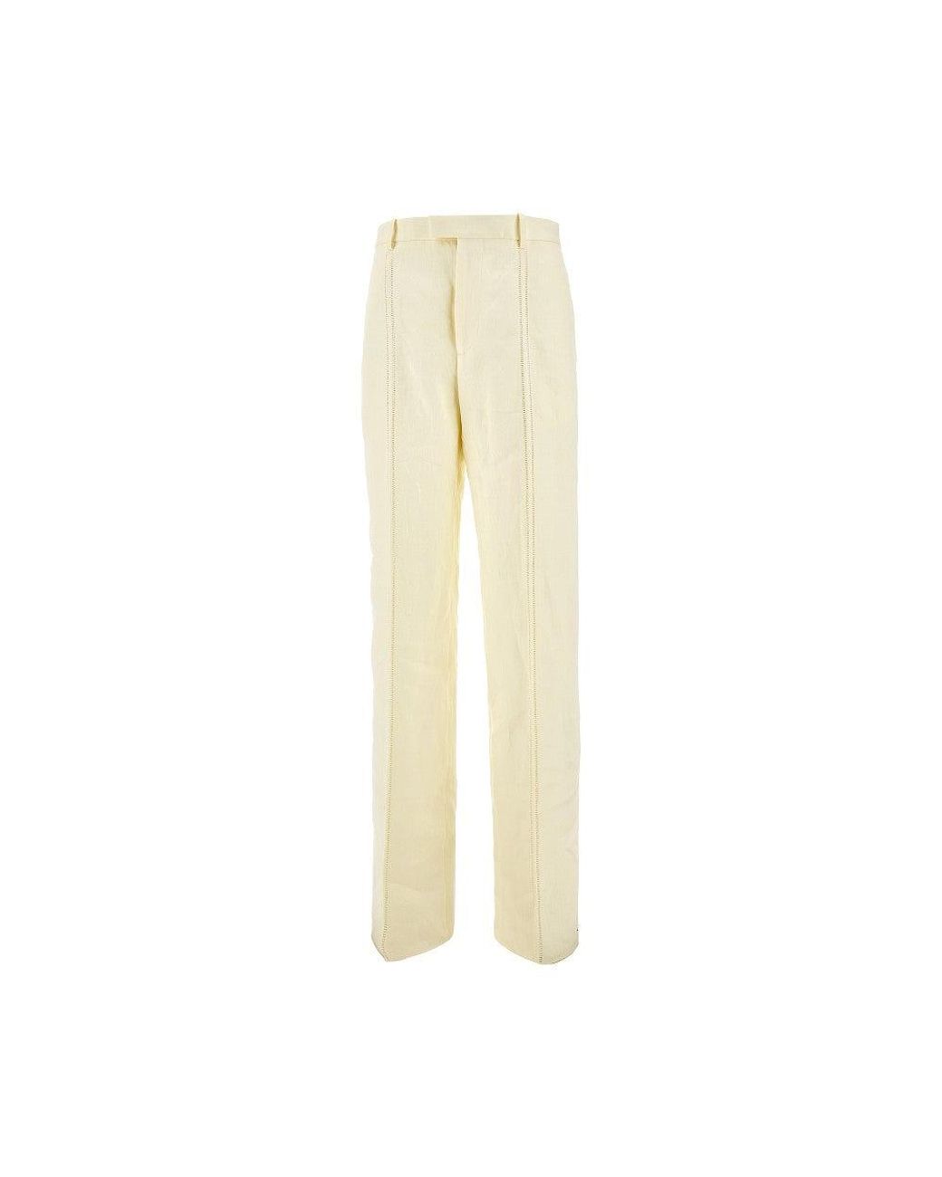 Bottega Veneta Natural Straight Leg Linen Pants