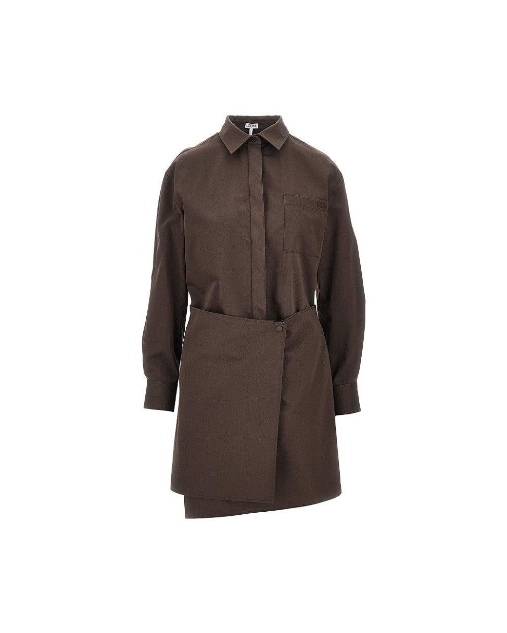 Loewe Brown Cotton And Silk Mini Shirt Dress
