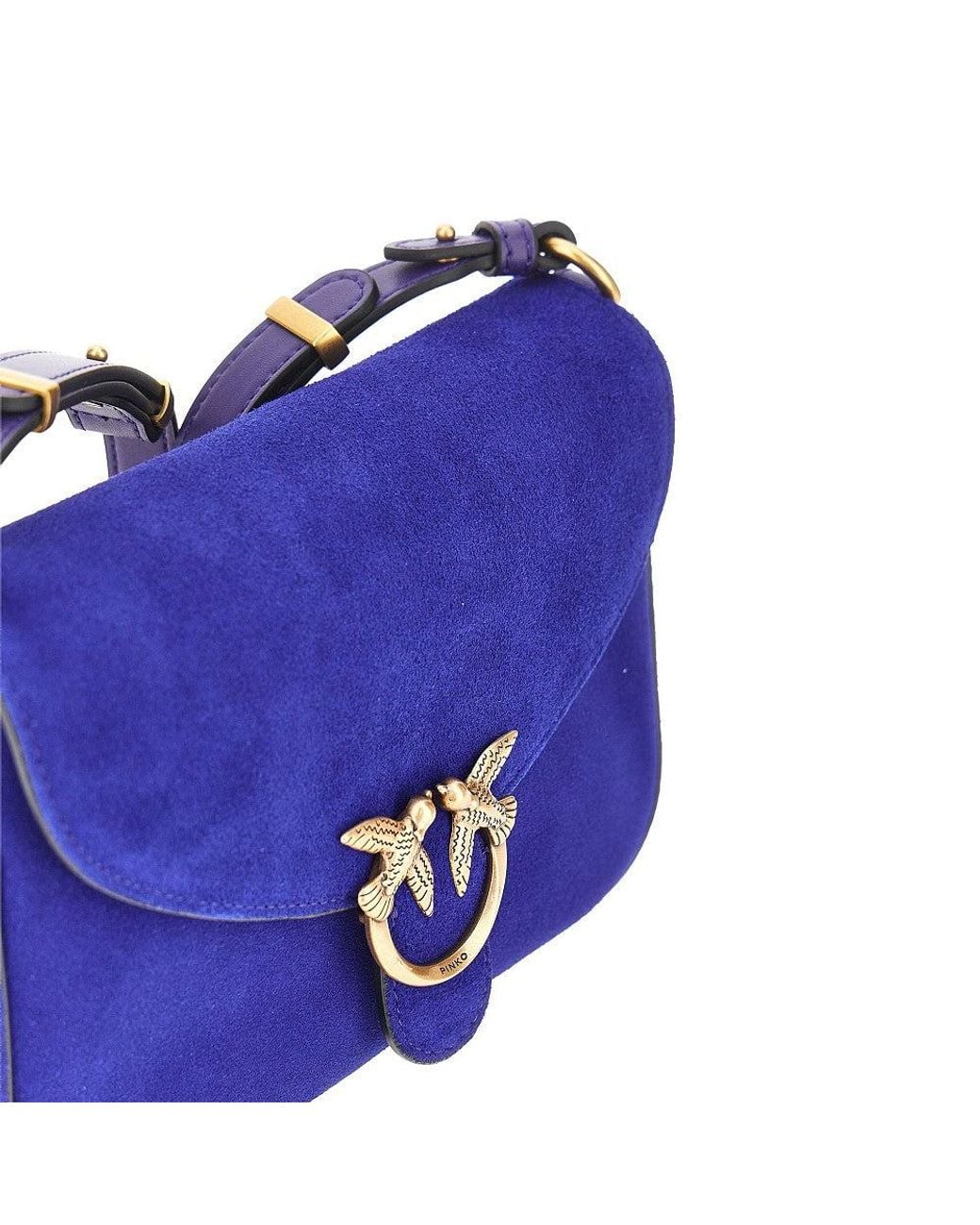 Pinko Blue 'Mini Love Bag Satchel' Suede Leather Bag