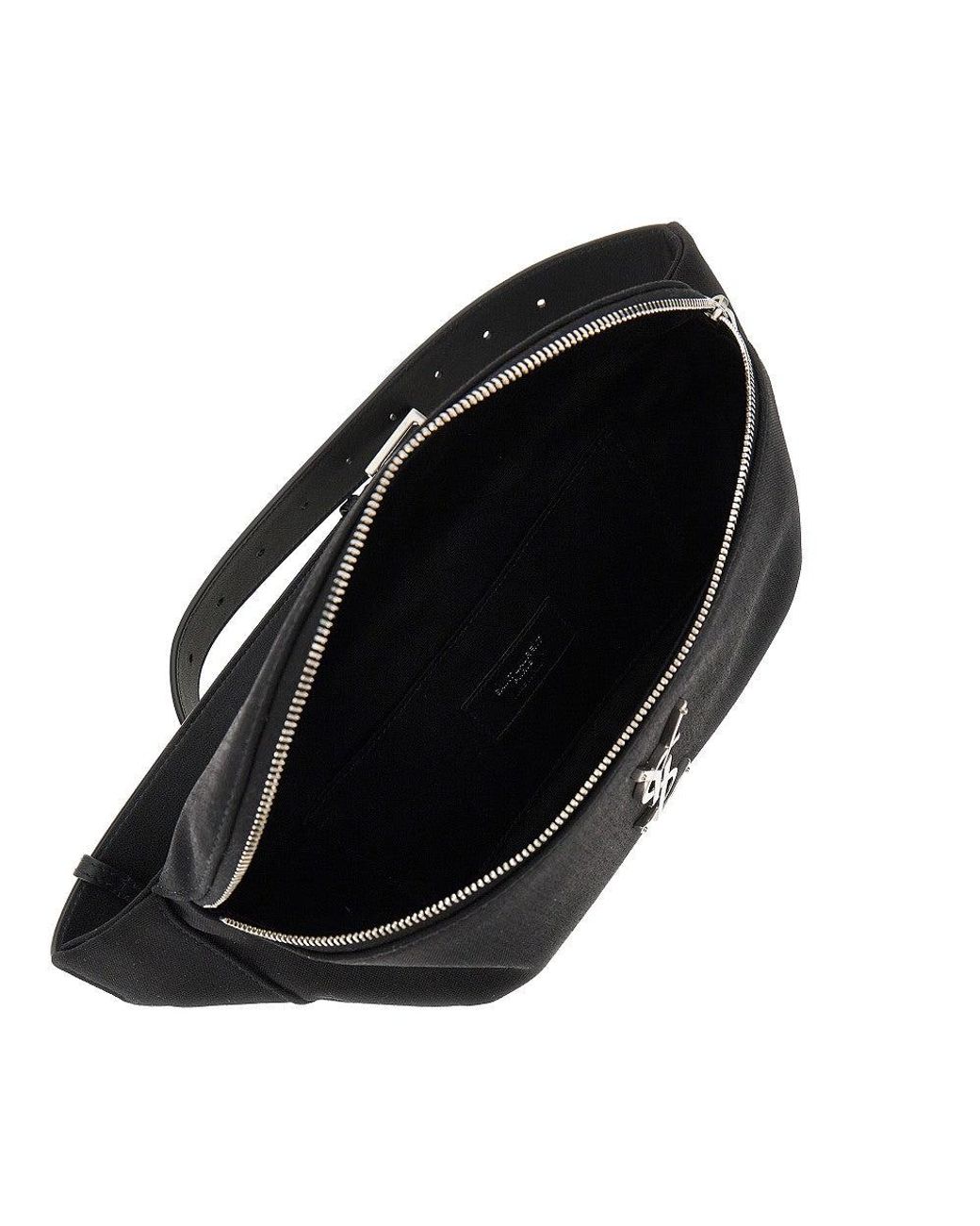 Saint Laurent Black 'Cassandre' Canvas Belt Bag for men