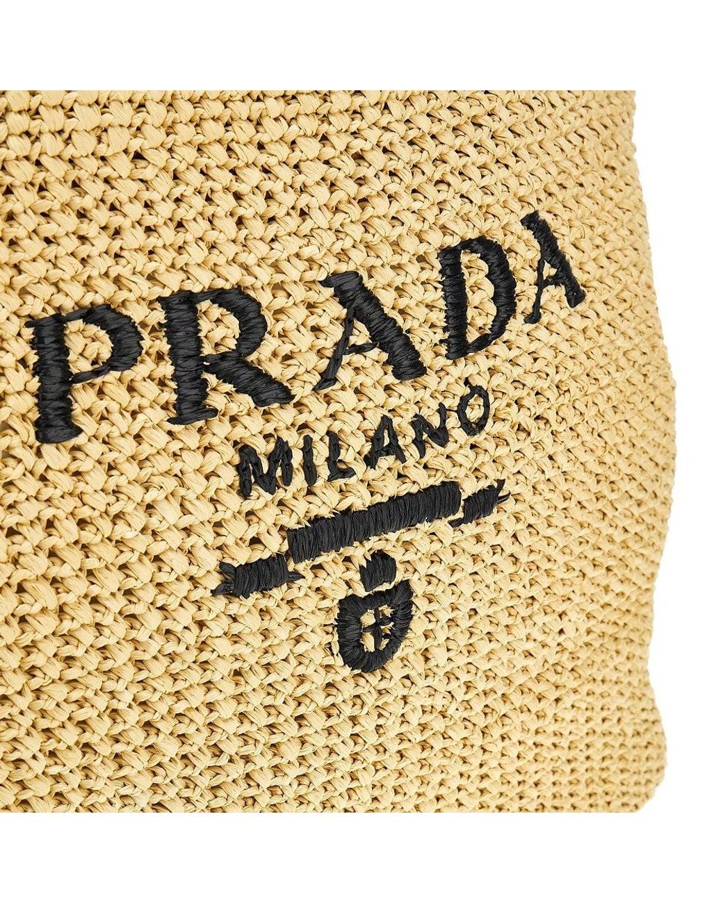 Prada Metallic Woven Raffia Tote Bag