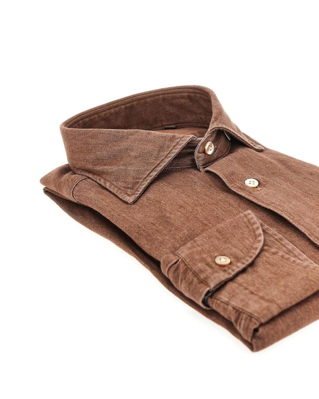 Borriello Brown Denim Effect Cotton Shirt for men
