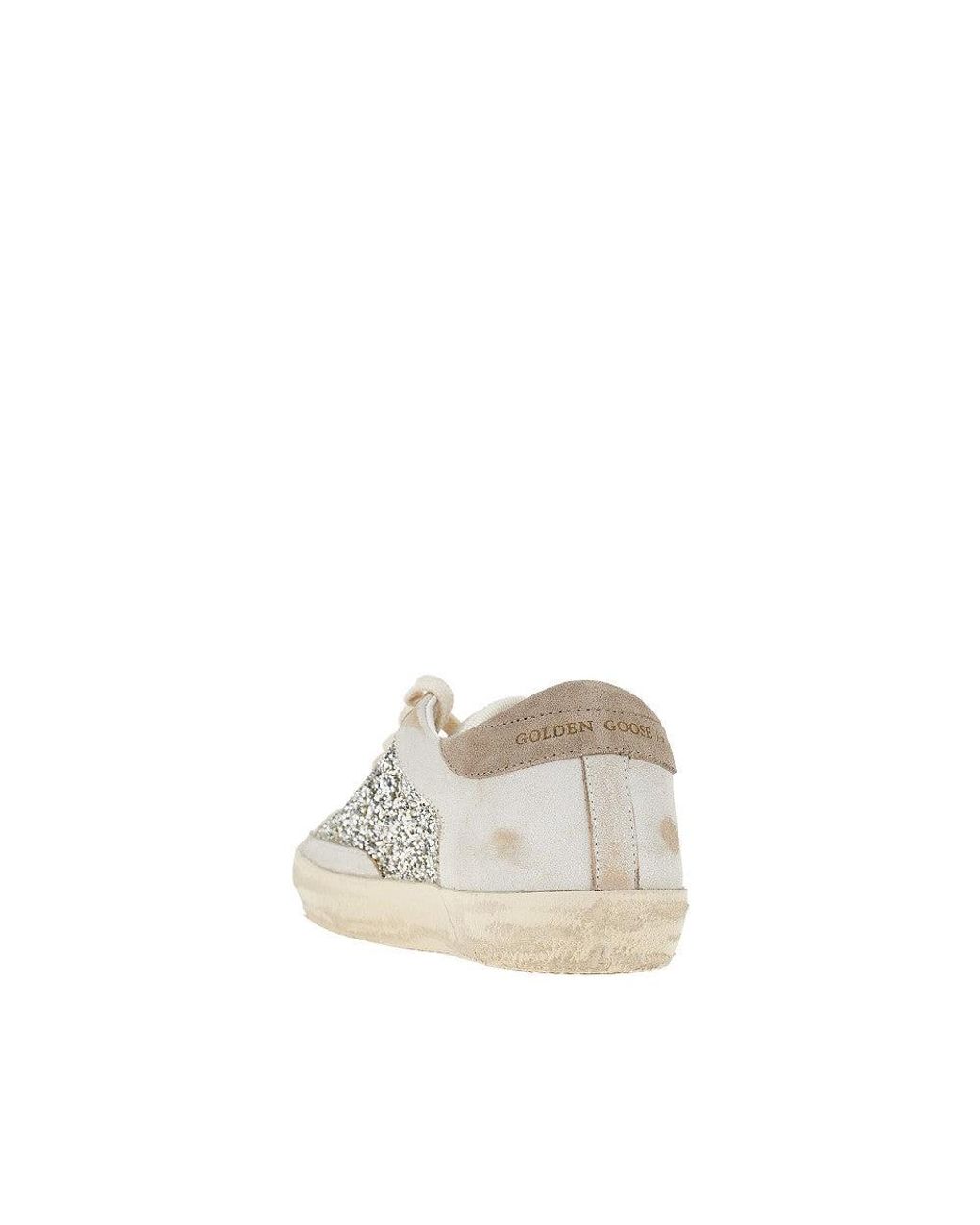 Golden Goose Deluxe Brand Natural Leather And Glitter Super-Star Sneakers