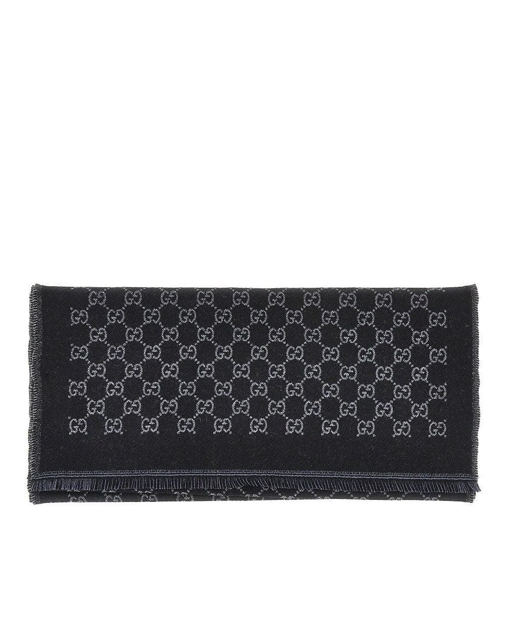 Gucci Black Gg Wool-Blend Scarf