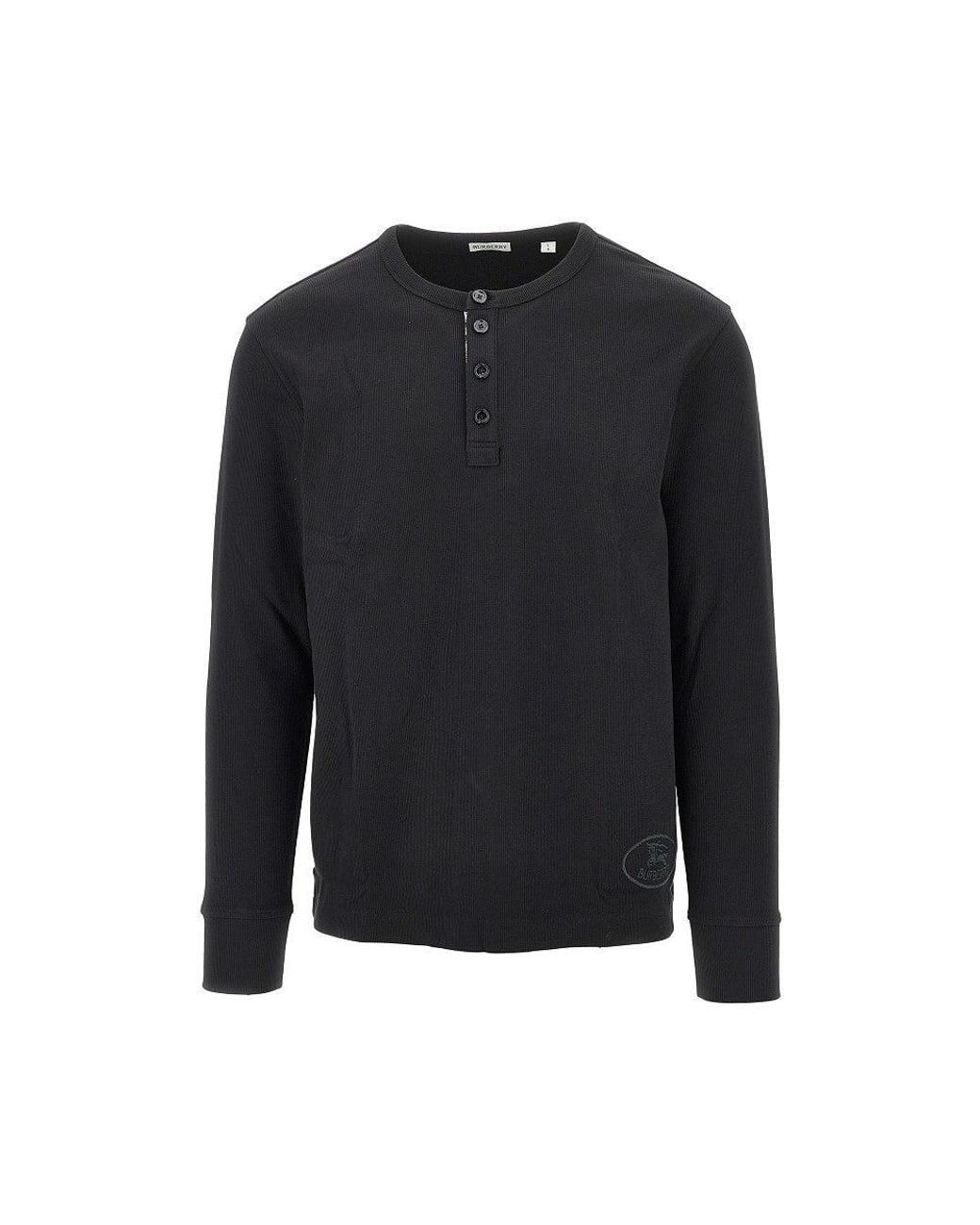 Burberry Blue Ribbed Jersey Long-Sleeved T-Shirt for men