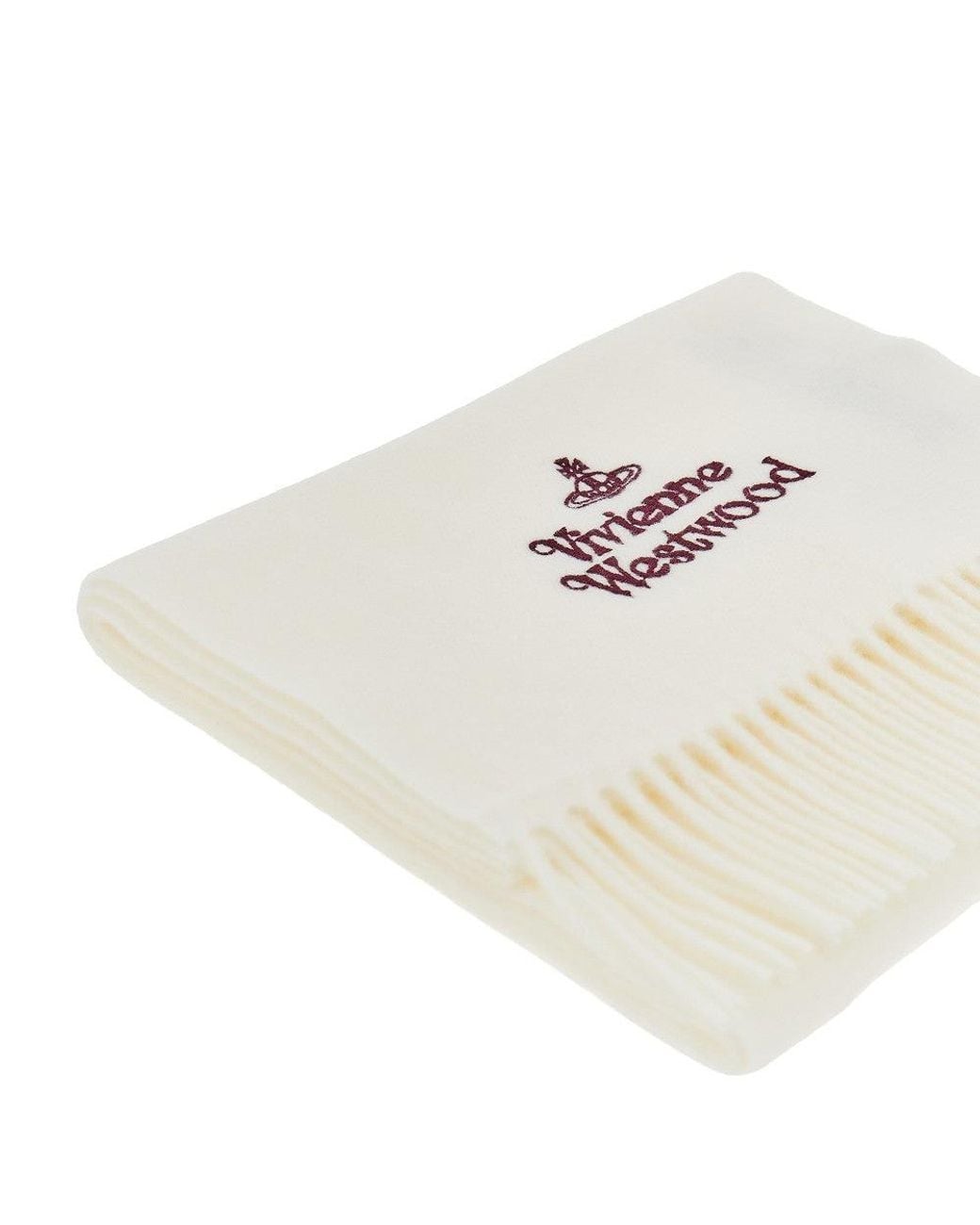 Vivienne Westwood White Logo Embroidery Scarf