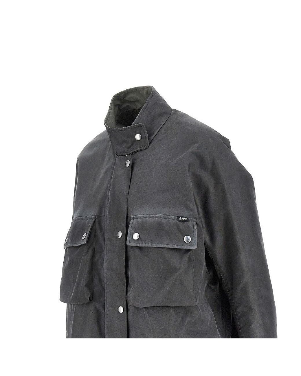 Prada Gray Washed Re-Nylon Oversized Blouson Jacket