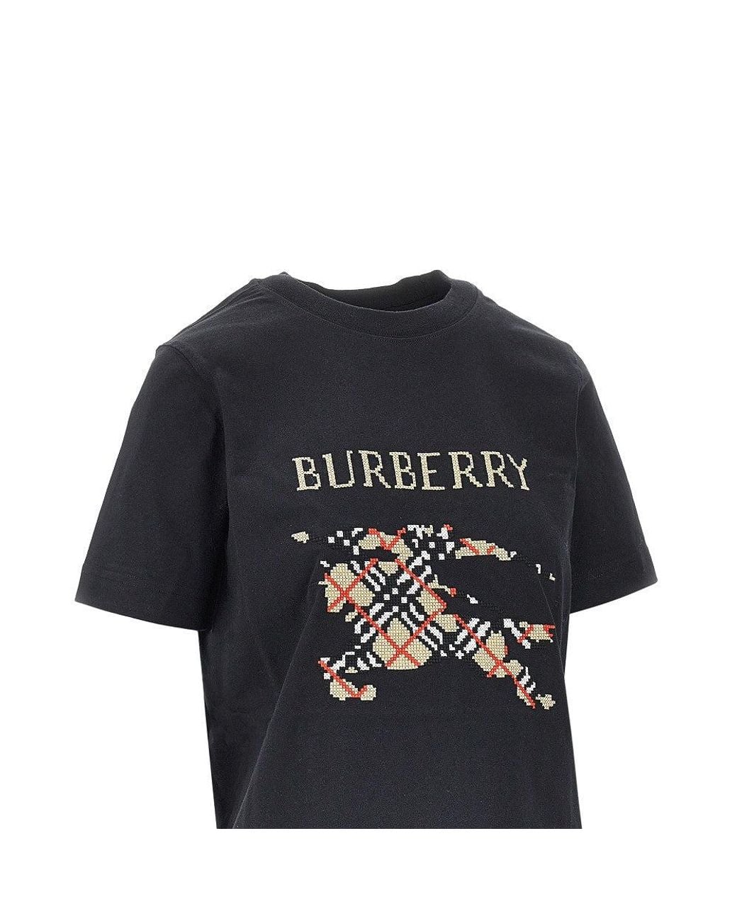 Burberry Black Ekd Embroidery T-Shirt