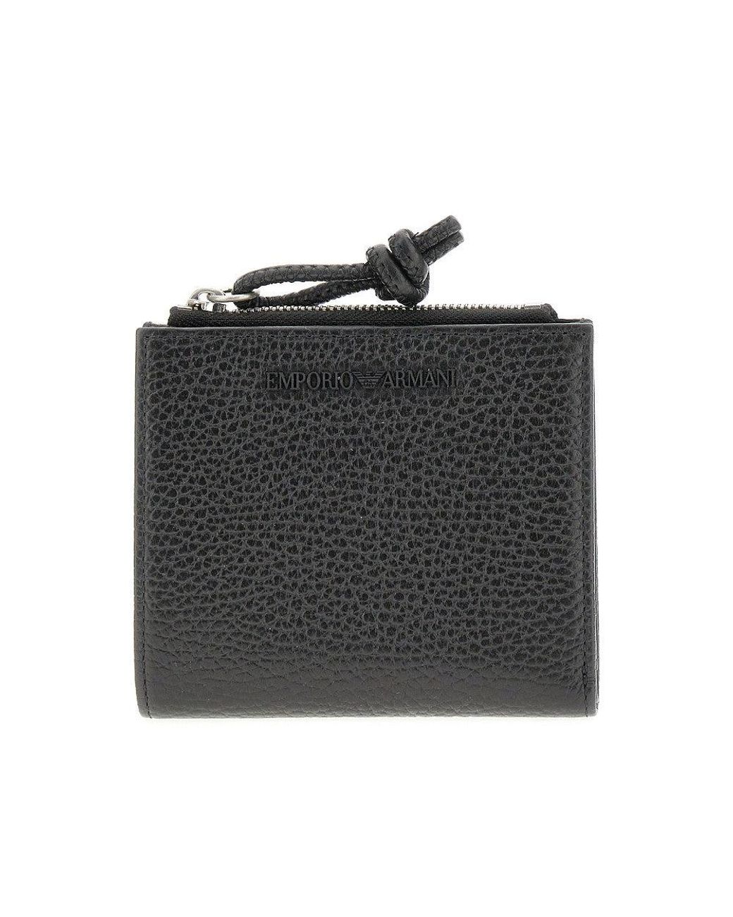 Emporio Armani Black Grained Leather Bi-Fold Wallet for men
