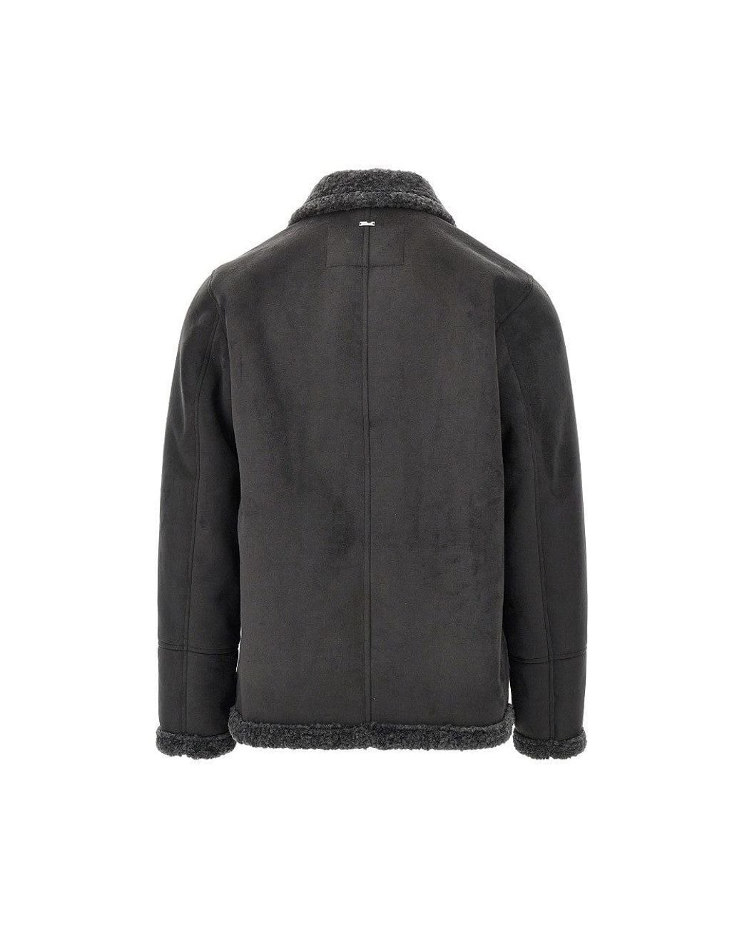 Herno Black Suede And Shearling Effect Jacket for men