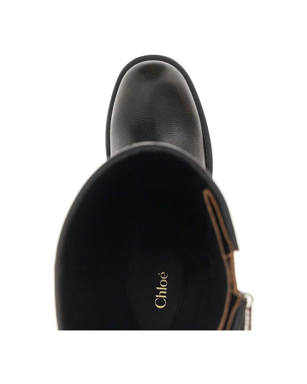 Chloé Black 'Dakota' Grained Leather Boots 38