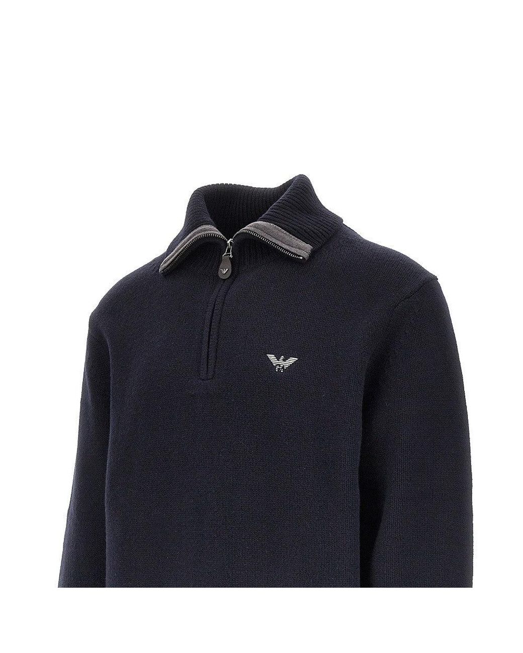 Emporio Armani Blue Hong Kong Capsule Virgin Wool Sweater for men