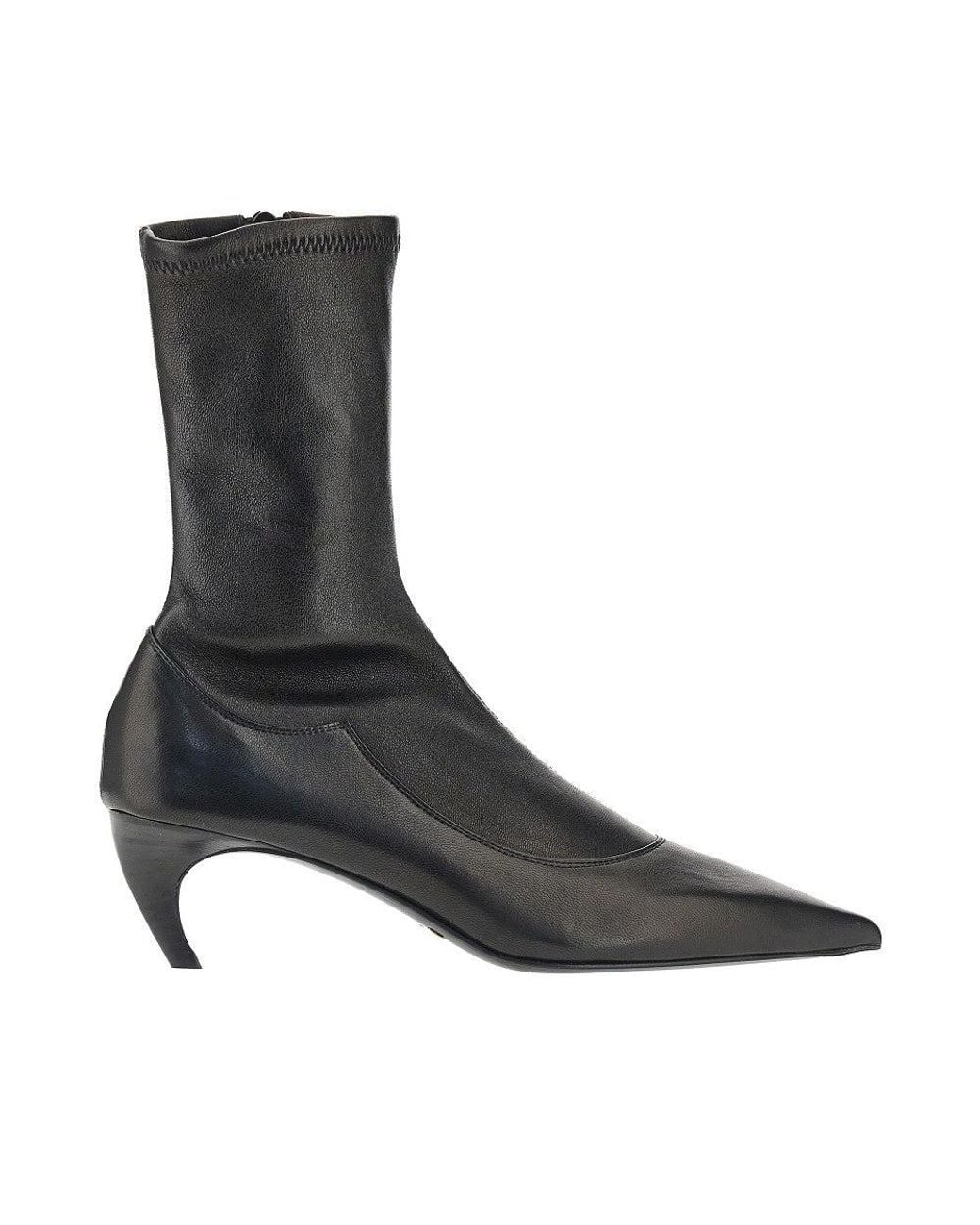 Khaite Black Stretch Nappa Leather Ankle-Boots