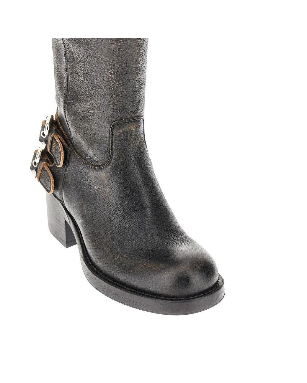Chloé Black 'Dakota' Grained Leather Boots 38