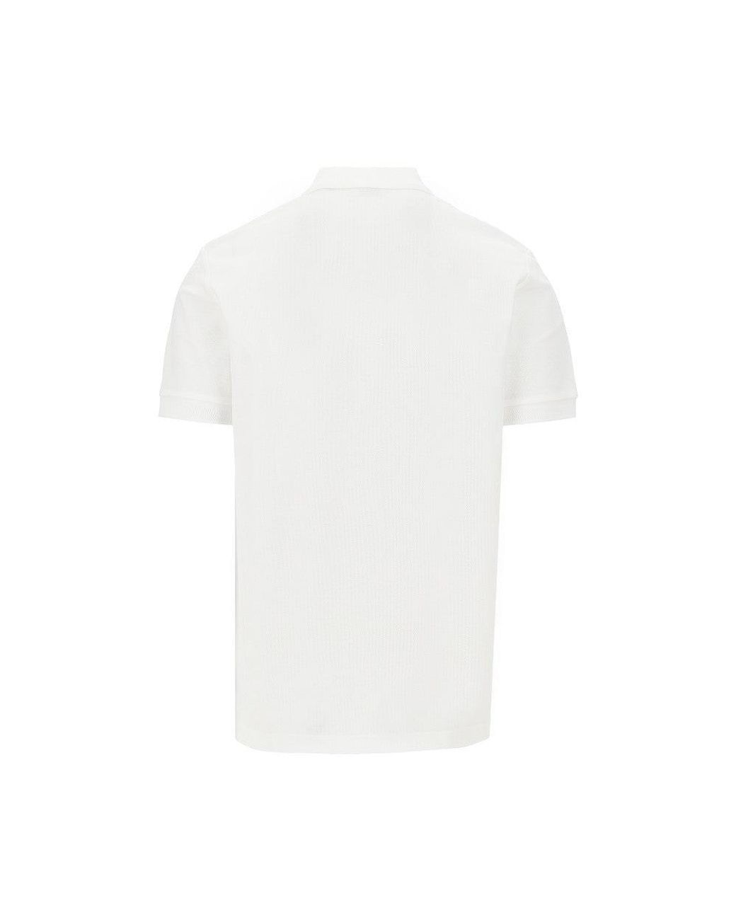 Burberry White Cotton Piquet Polo Shirt With Ekd Embroidery for men