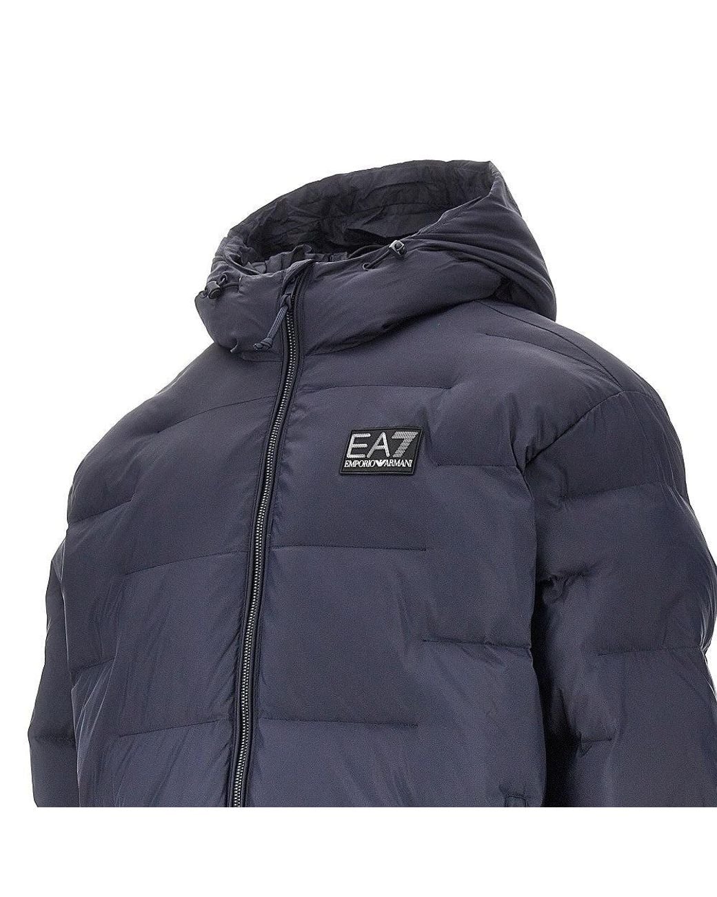 EA7 Blue Padded Micro Ripstop Jacket for men