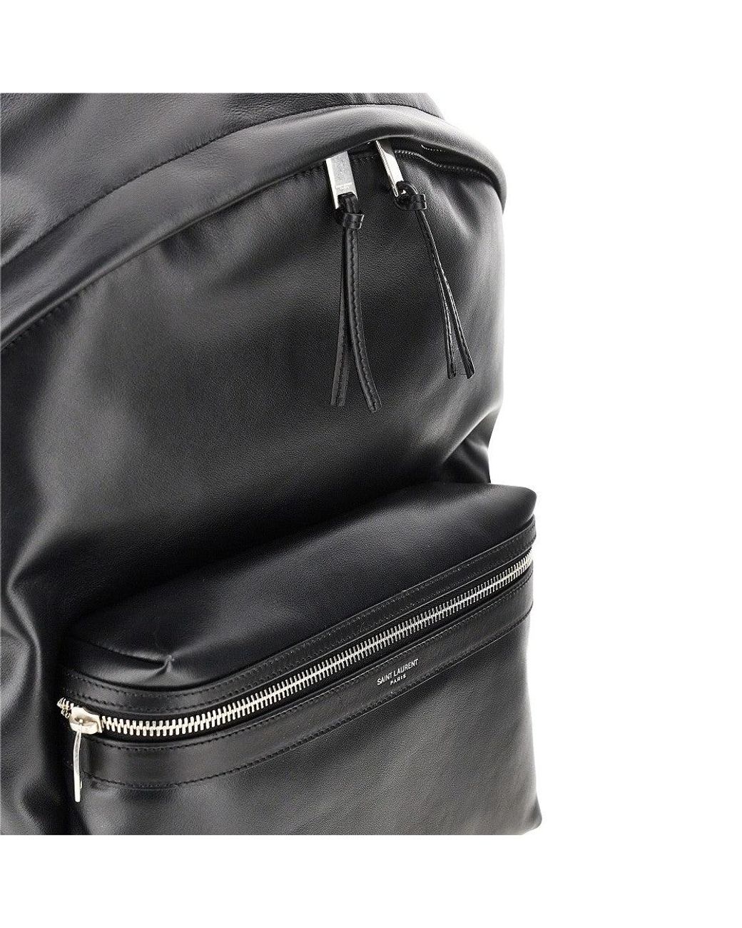 Saint Laurent Black 'City' Leather Backpack for men