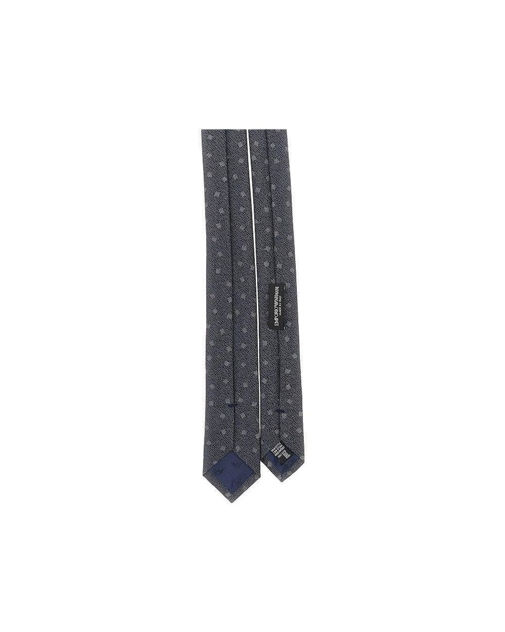 Emporio Armani Gray Jacquard Silk Necktie for men