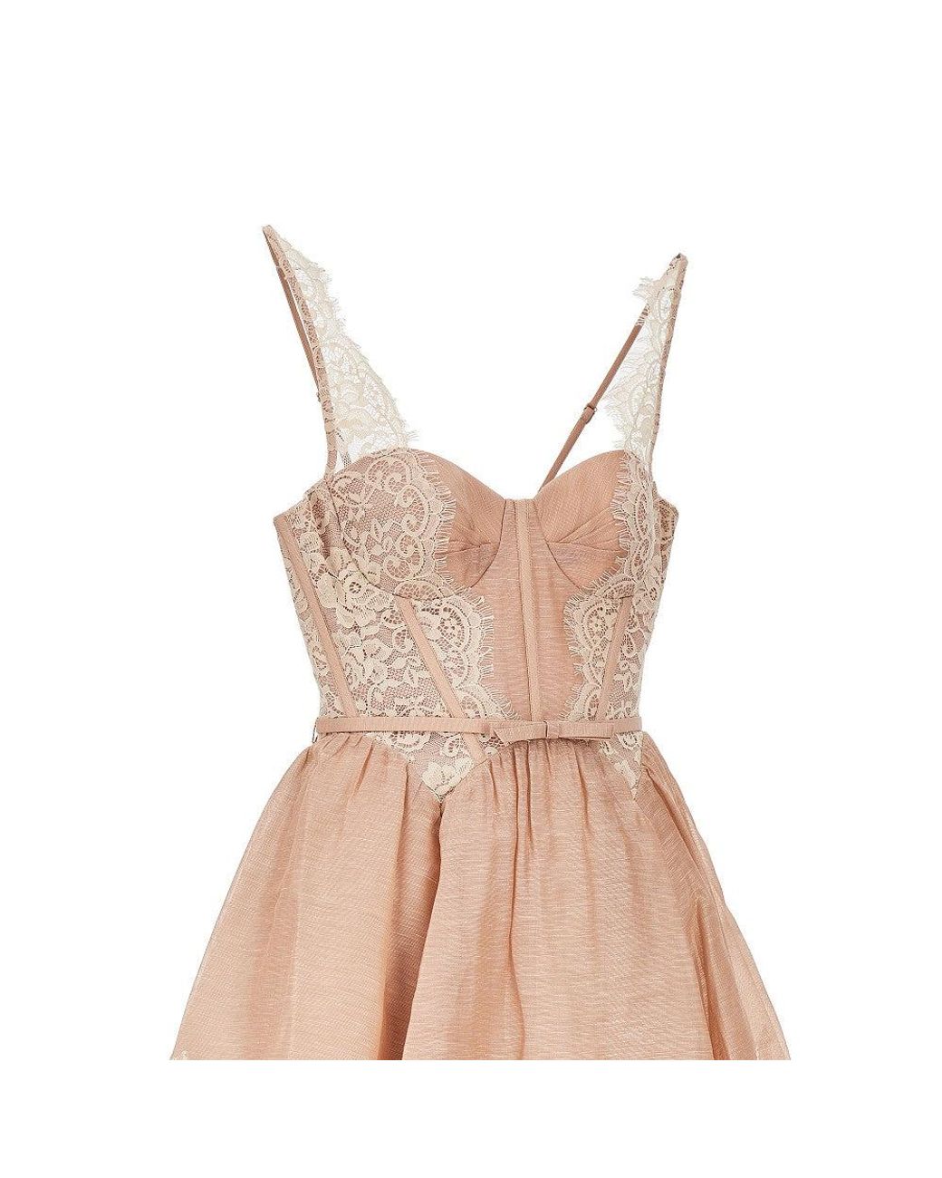 Zimmermann Natural 'Valiant' Lace Trim Organdy Mini Dress