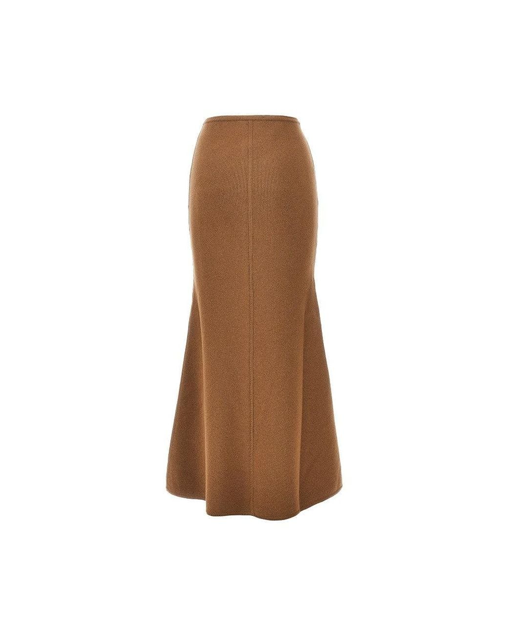 Max Mara Brown Wool And Cashmere Long Skirt