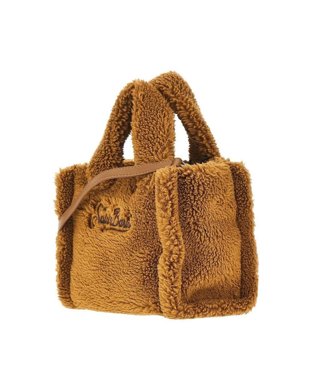Mc2 Saint Barth Brown Teddy Fabric Mini 'Vanity' Bag