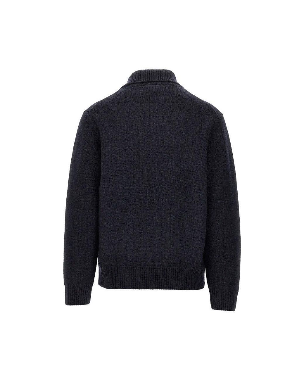 Emporio Armani Blue Hong Kong Capsule Virgin Wool Sweater for men