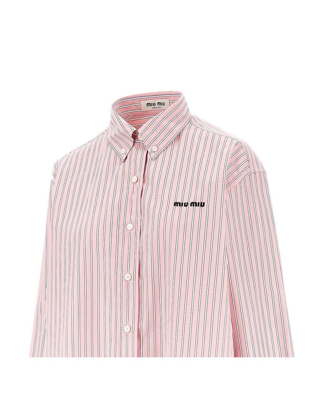 Miu Miu Pink Striped Poplin Shirt