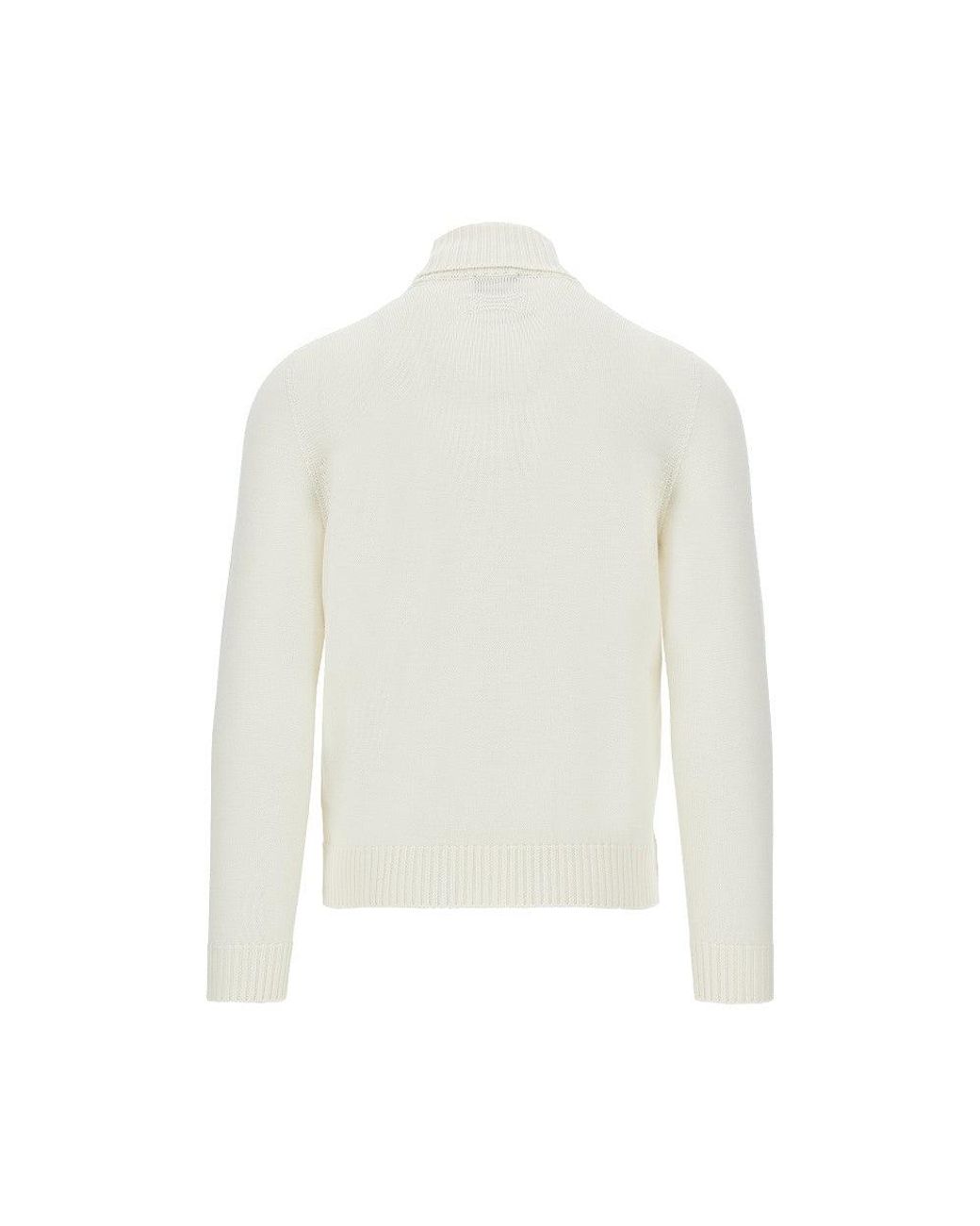Drumohr White Merino Wool Knitted Turtleneck for men