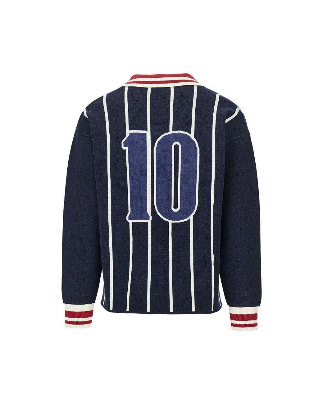 Prohibited Blue 'Field Numbers' Knitted Polo Sweater for men