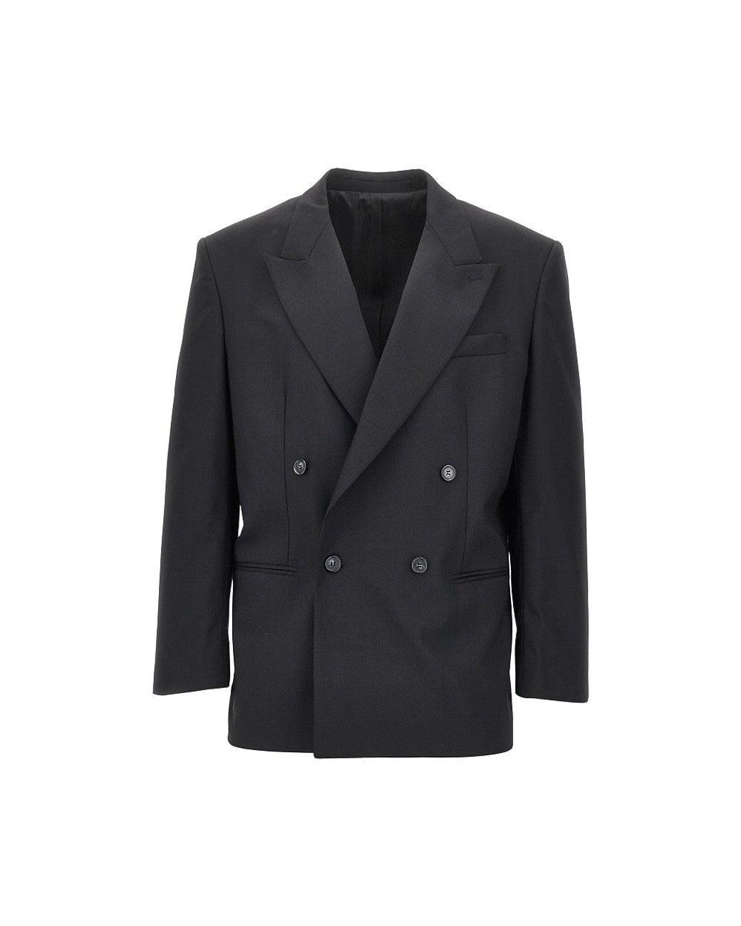 MARSĒM Black Wool-Blend Double-Breasted Jacket for men