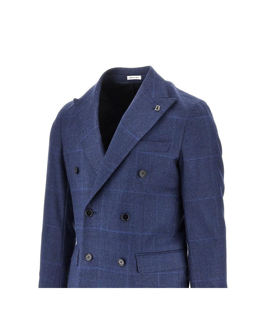 BRERAS Milano Blue 'Novara' Prince Of Wales Tailored Suit for men