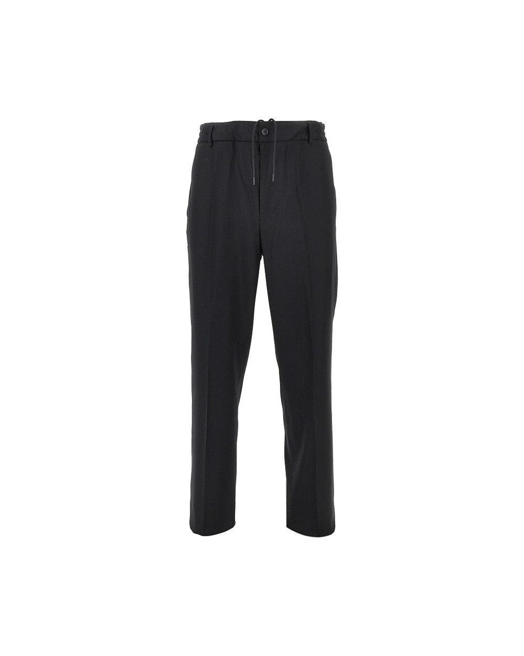 Moncler Black Wool Tailored Pants With Elasticated Waist for men
