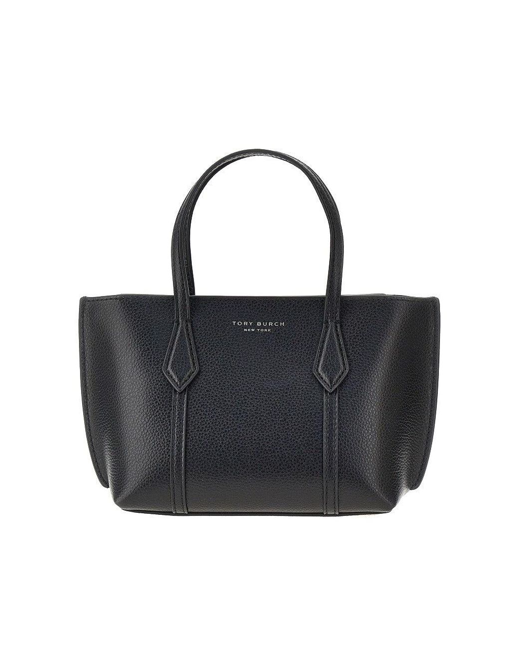 Tory Burch Black Grained Leather 'Perry' Mini Shopping Bag