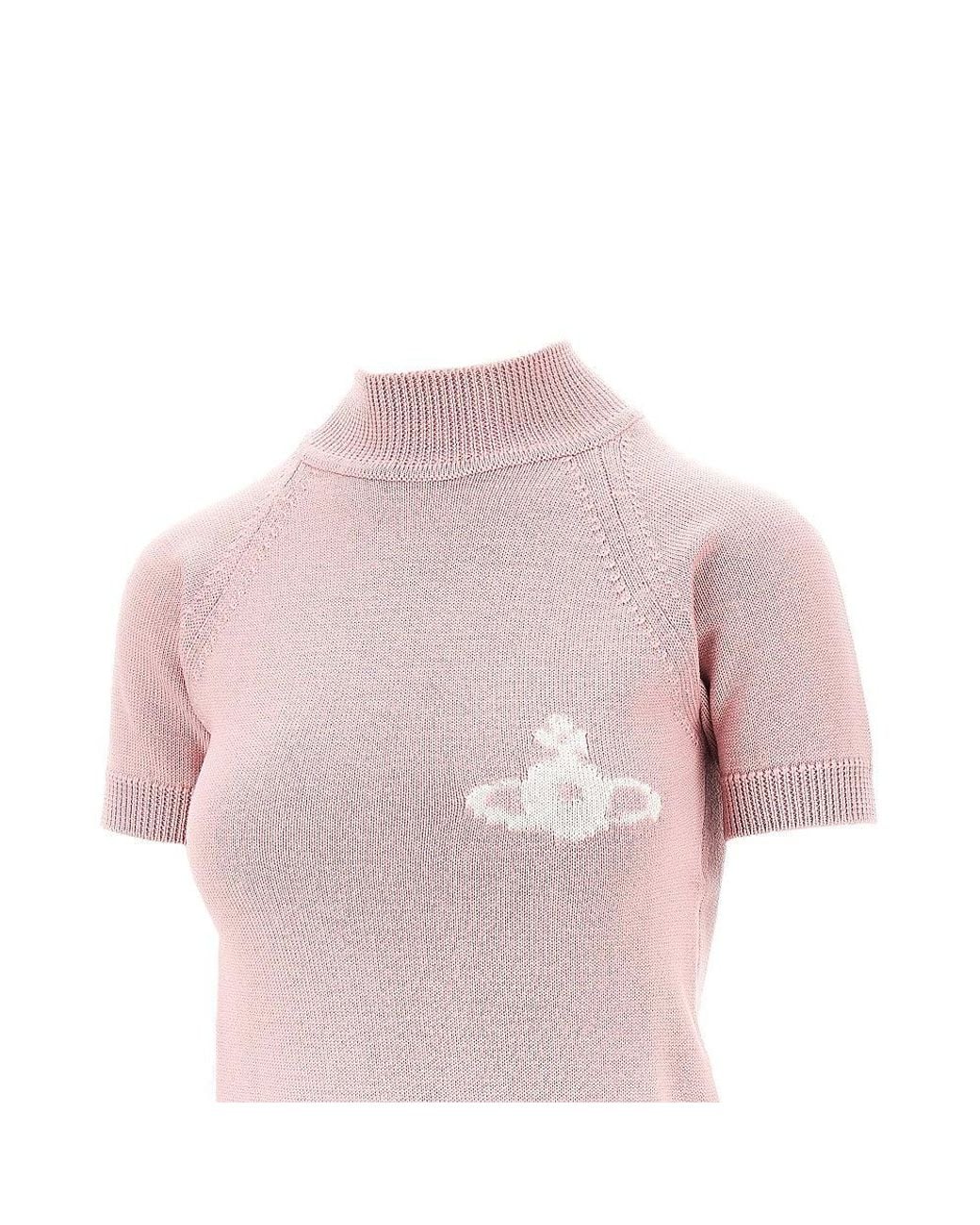Vivienne Westwood Pink 'Bea' Turtleneck Knitted Top