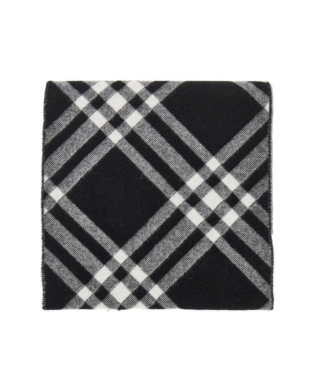 Burberry Black Check Cashmere Scarf for men