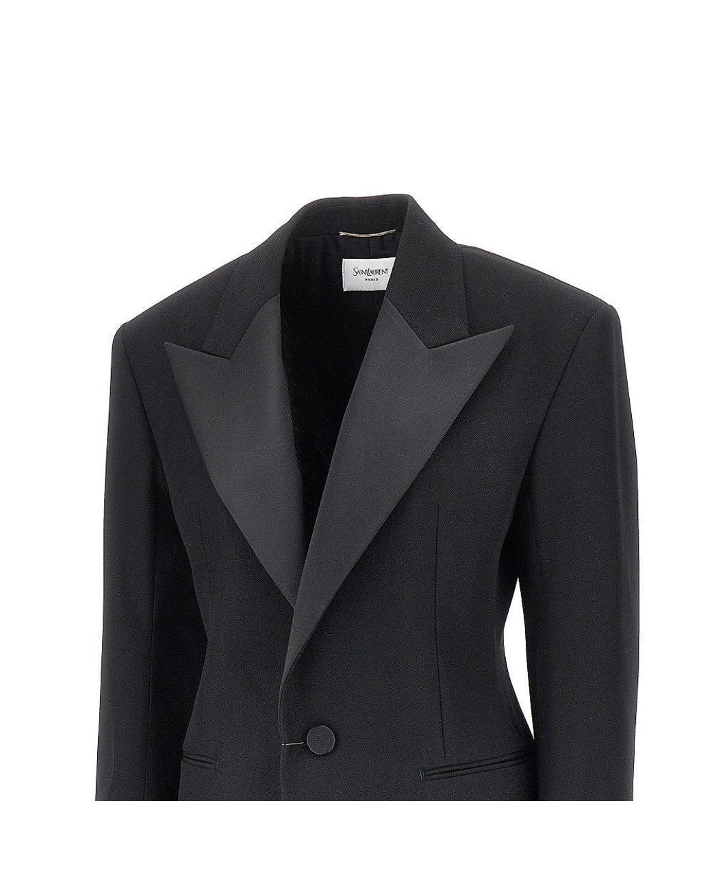 Saint Laurent Black Grain De Poudre Single-Breasted Tuxedo Jacket