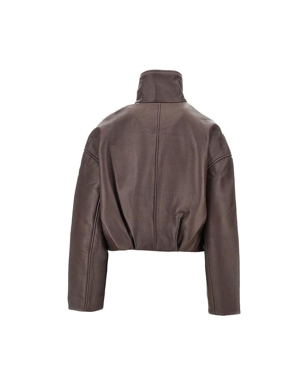ROTATE BIRGER CHRISTENSEN Brown Leather Boxy Jacket