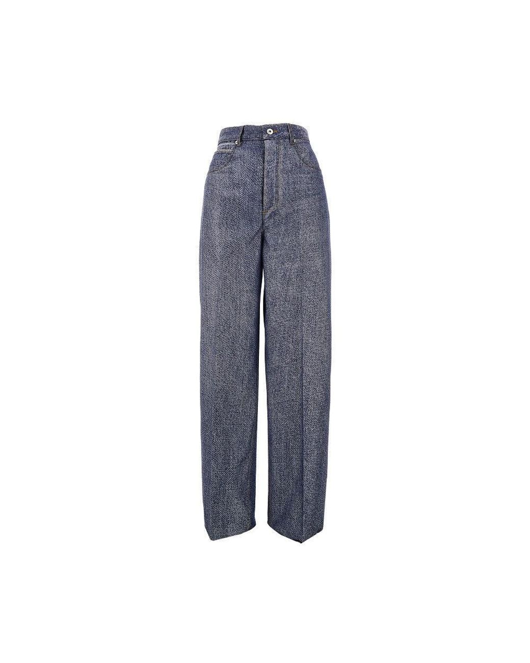 Bottega Veneta Blue Denim-Effect Wool-Blend Pants