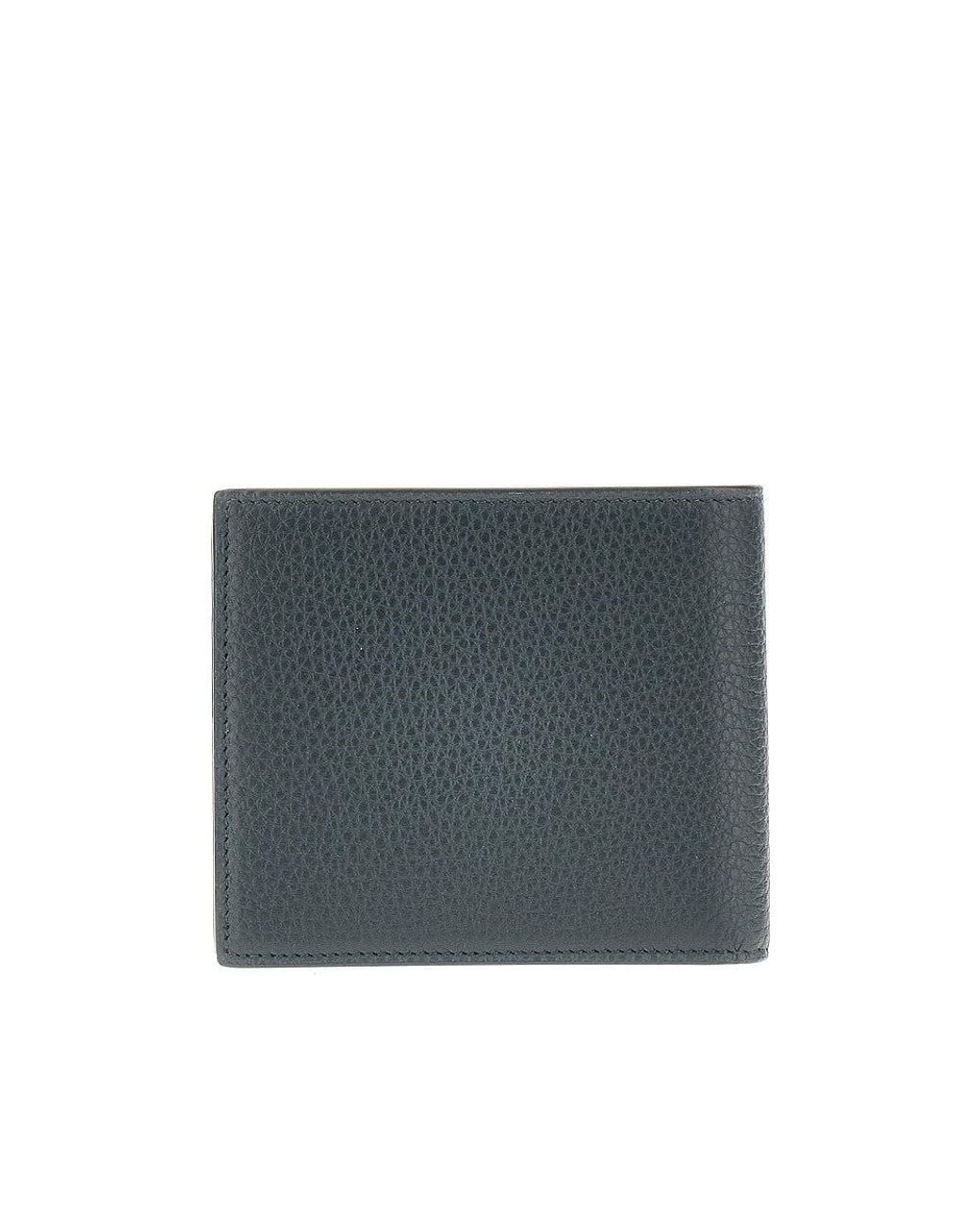Saint Laurent Gray Grained Leather Bi-Fold Wallet for men