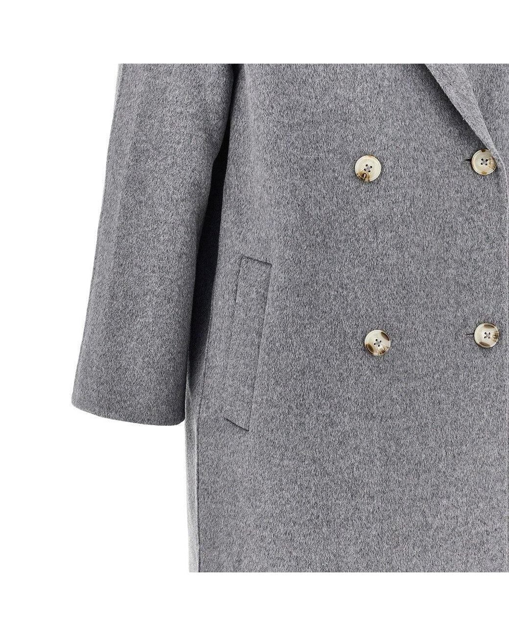 Loulou de Saison Gray 'Irvin' Double-Breasted Drap Coat