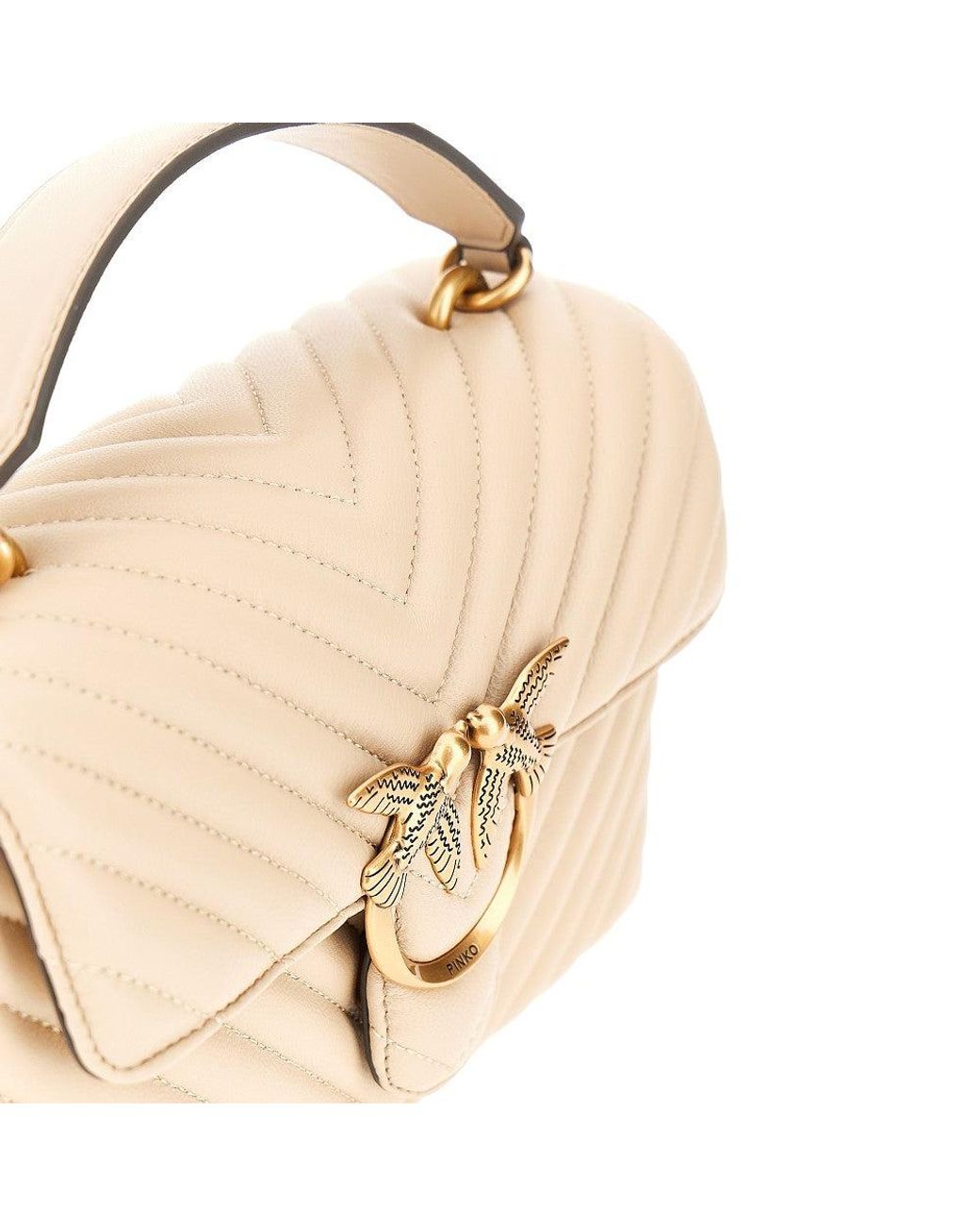 Pinko Metallic Chevron Nappa Leather Mini Love Lady Puff Bag
