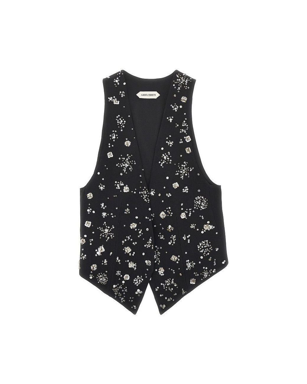Alberta Ferretti Black Embroidered Tailored Vest