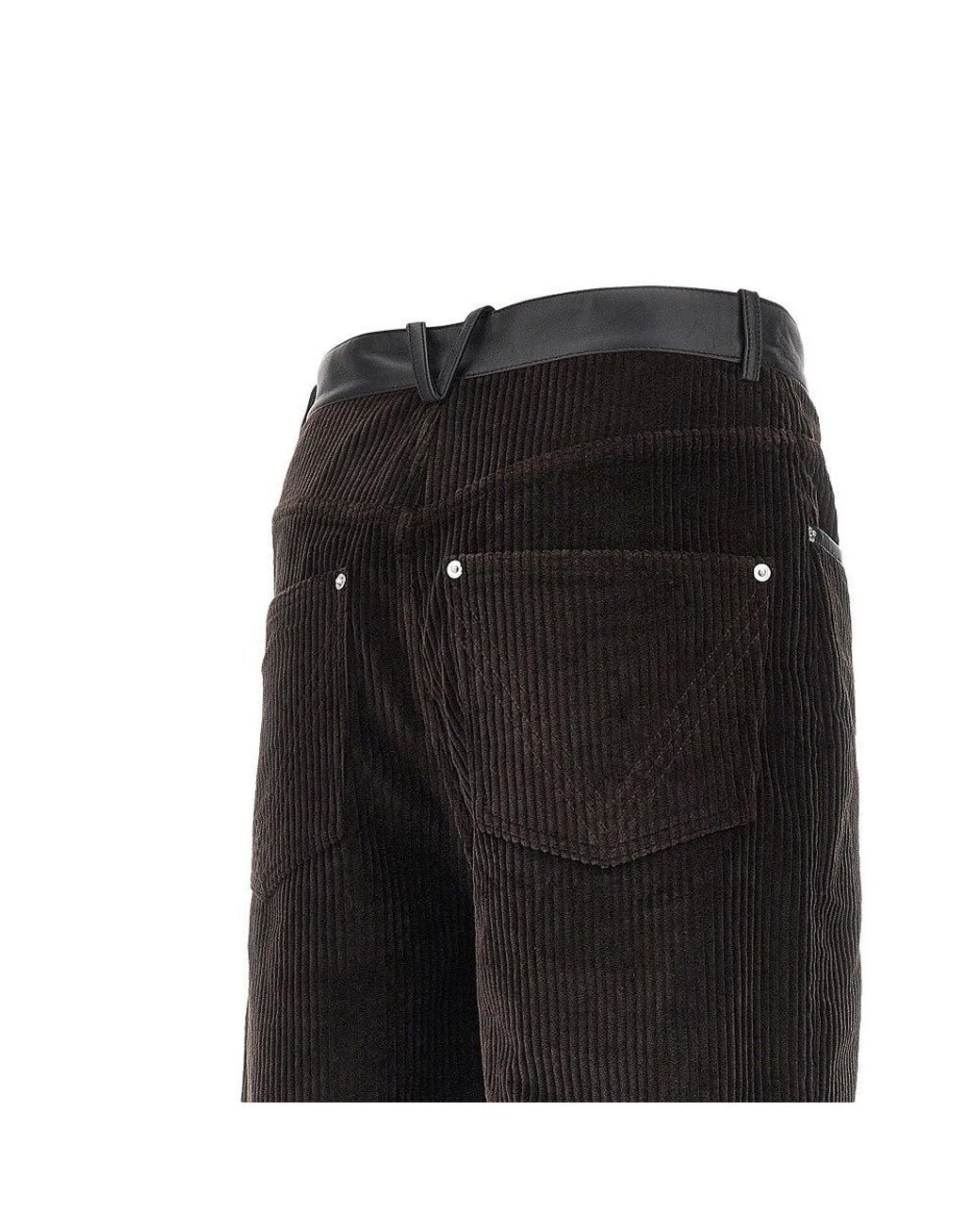 Bottega Veneta Black Corduroy Pants With Nappa Details for men
