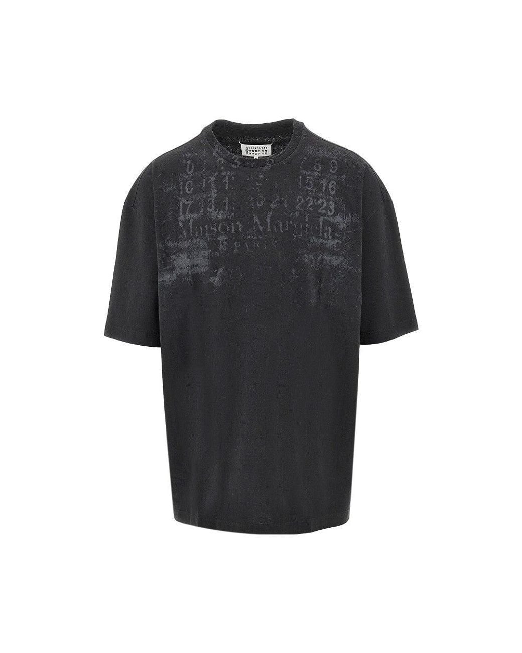 Maison Margiela Black Logo Print Oversized T-Shirt for men